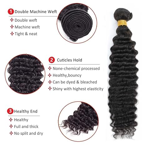 12A Brazilian Deep Wave Human Hair 3 Bundles