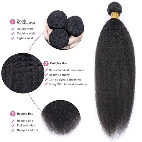 Kinky Straight Human Hair 3 Bundles