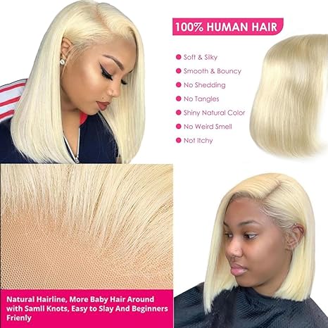 Blonde Bob Wig Human Hair Straight 613 Bob Wig Human Hair
