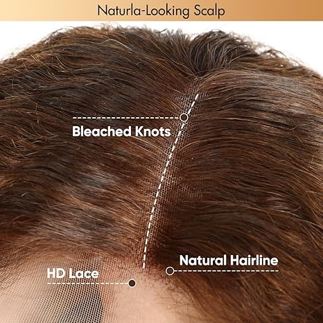 Chocolate Brown Lace Front Wigs Human Hair 13x4 HD Transparent Water Wave Lace Front Wigs Human Hair Pre Plucked with Baby Hair