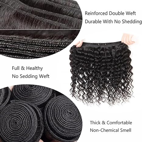 12A Brazilian Deep Wave Human Hair 3 Bundles