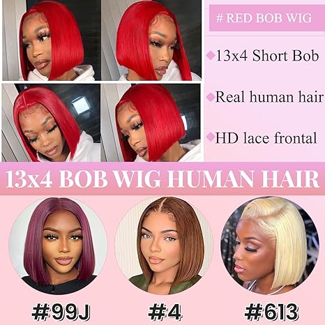 12 Inch Bob Wig Human Hair 180% Density