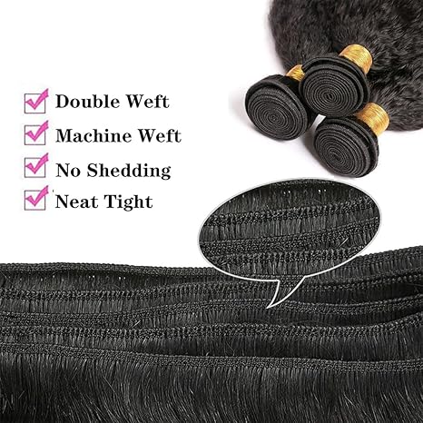 Kinky Straight Human Hair 3 Bundles