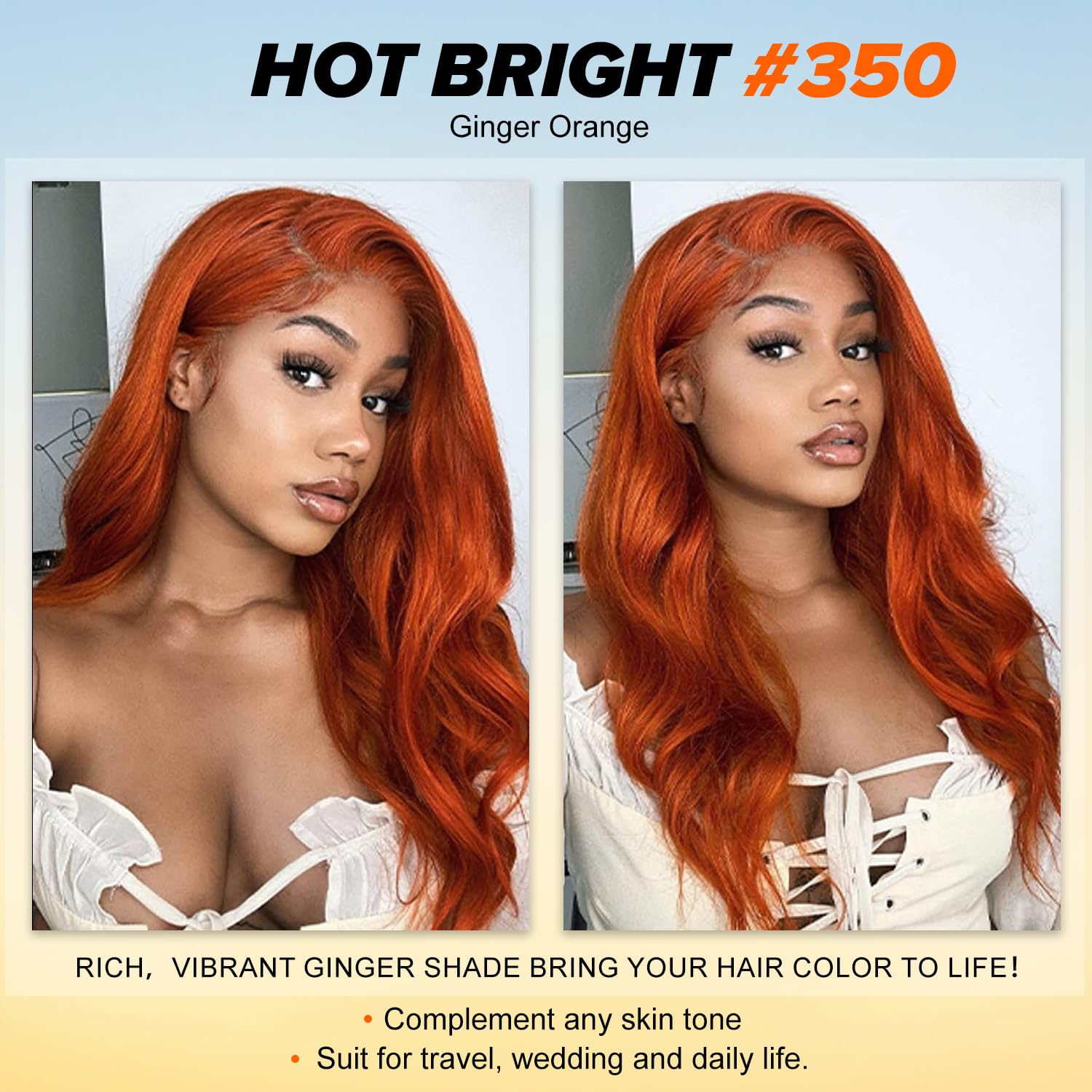 Body Wave Bundles with Closure Ginger Orange Human Hair