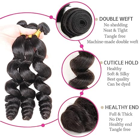 Loose Wave Bundles 12A Brazilian Human Hair Loose Wave Bundles 100% Unprocessed Brazilian Virgin Hair Loose Deep Wave Human Hair Bundles Natural Black Weave Hair Extensions