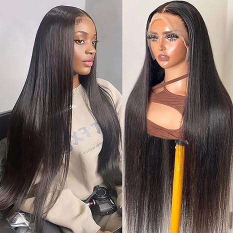 Brazilian Bone Straight Human Hair HD Transparent Lace Frontal Wig 32 30 i