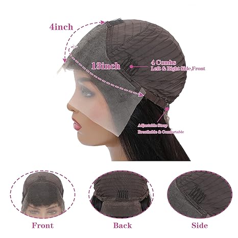 Brazilian Bone Straight Human Hair HD Transparent Lace Frontal Wig 32 30 i