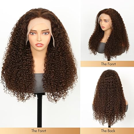 Chocolate Brown Lace Front Wigs Human Hair 13x4 HD Transparent Water Wave Lace Front Wigs Human Hair Pre Plucked with Baby Hair