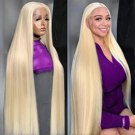 613 Blonde Lace Front Wig Human Hair 30 Inch 13x4 HD Transparnet Straight Glueless Wigs Human Hair Pre Plucked 613 Lace Frontal Wig 180% Density Bleached Knots Human Hair Wigs