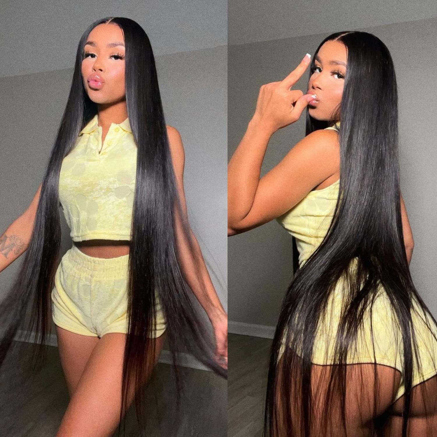 Brazilian Bone Straight Human Hair HD Transparent Lace Frontal Wig 32 30 i