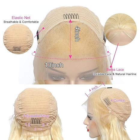 613 Blonde Lace Front Wig Human Hair 30 Inch 13x4 HD Transparnet Straight Glueless Wigs Human Hair Pre Plucked 613 Lace Frontal Wig 180% Density Bleached Knots Human Hair Wigs