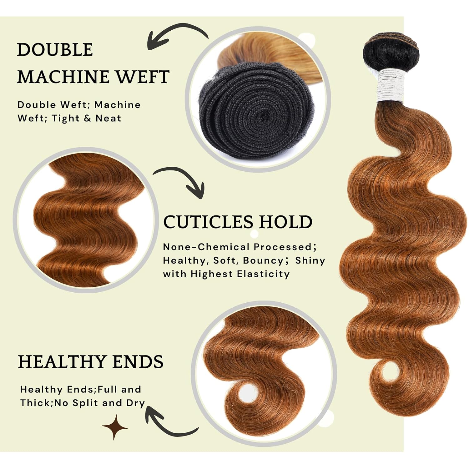 Ombre Brazilian Body Wave Human Hair Bundles With Closure