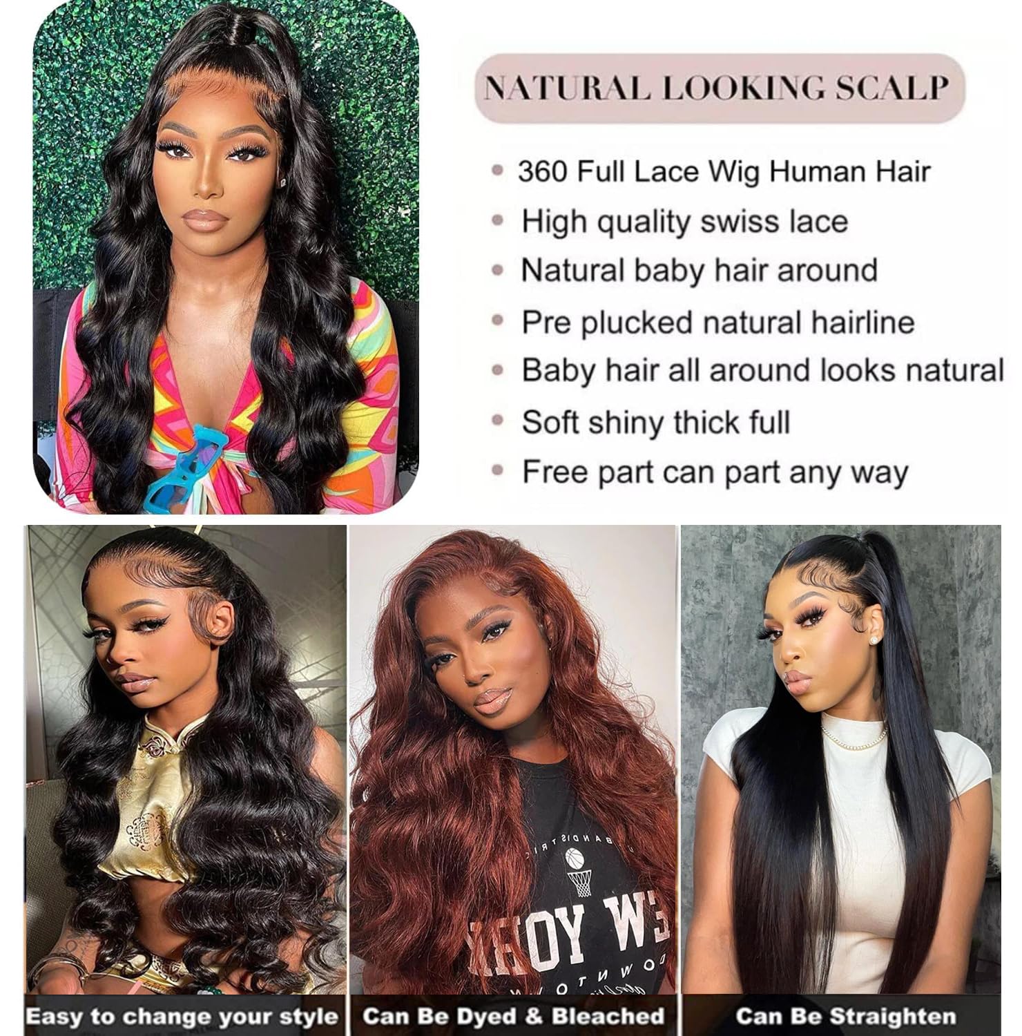 360 Lace Front Wigs Human Hair pre plucked Body Wave Transparent Lace Front Wig Human Hair 360 HD Full Lace Human Hair Wigs for Wome