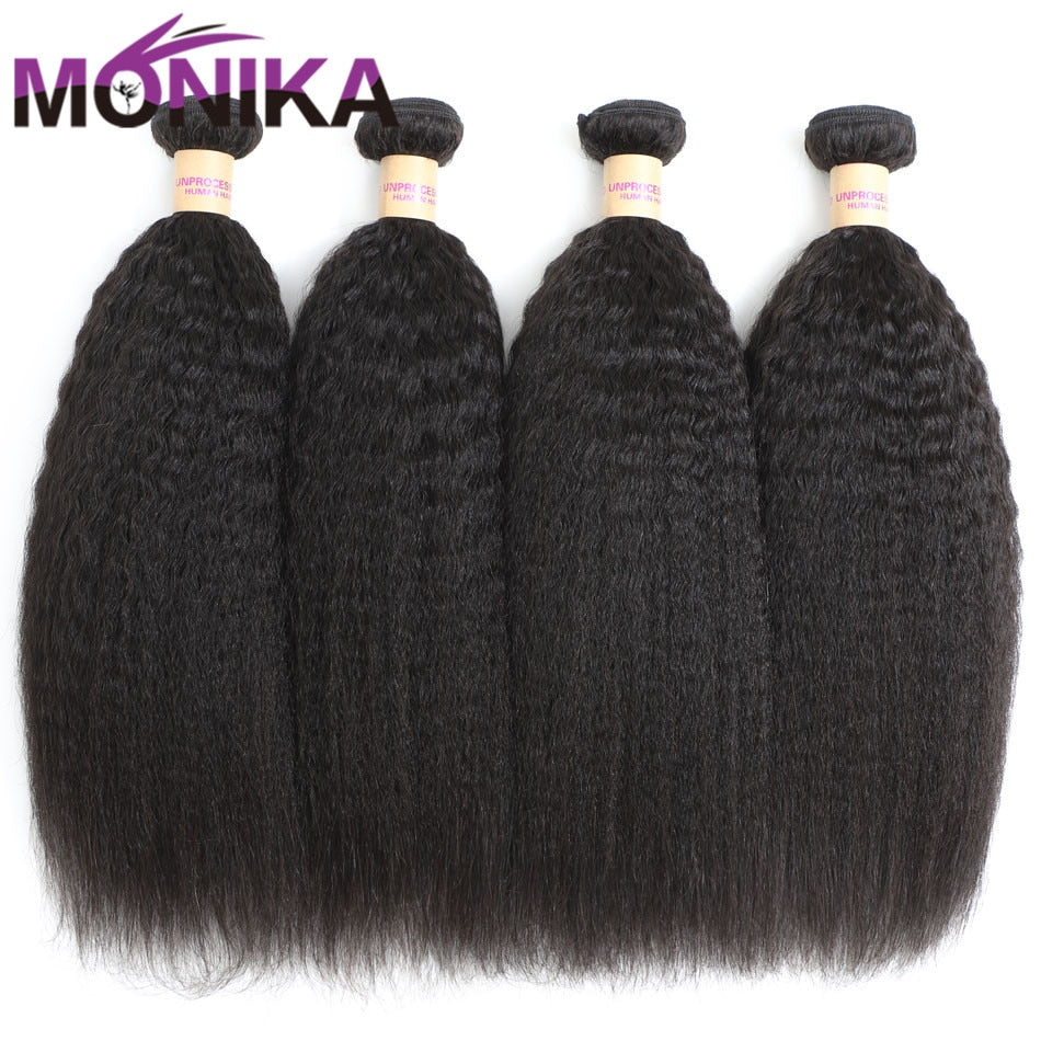 Kinky Brazilian Straight Remy Human Hair Bundles 28 inch