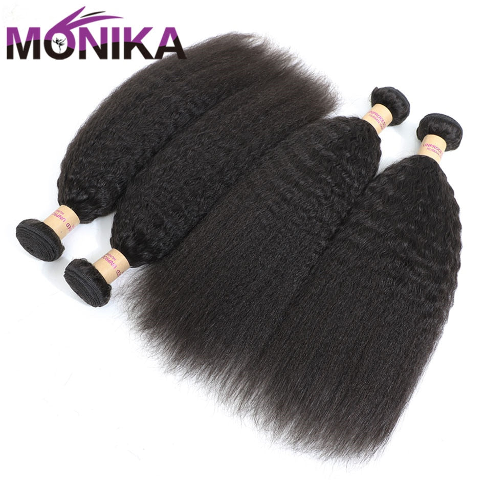 Kinky Brazilian Straight Remy Human Hair Bundles 28 inch