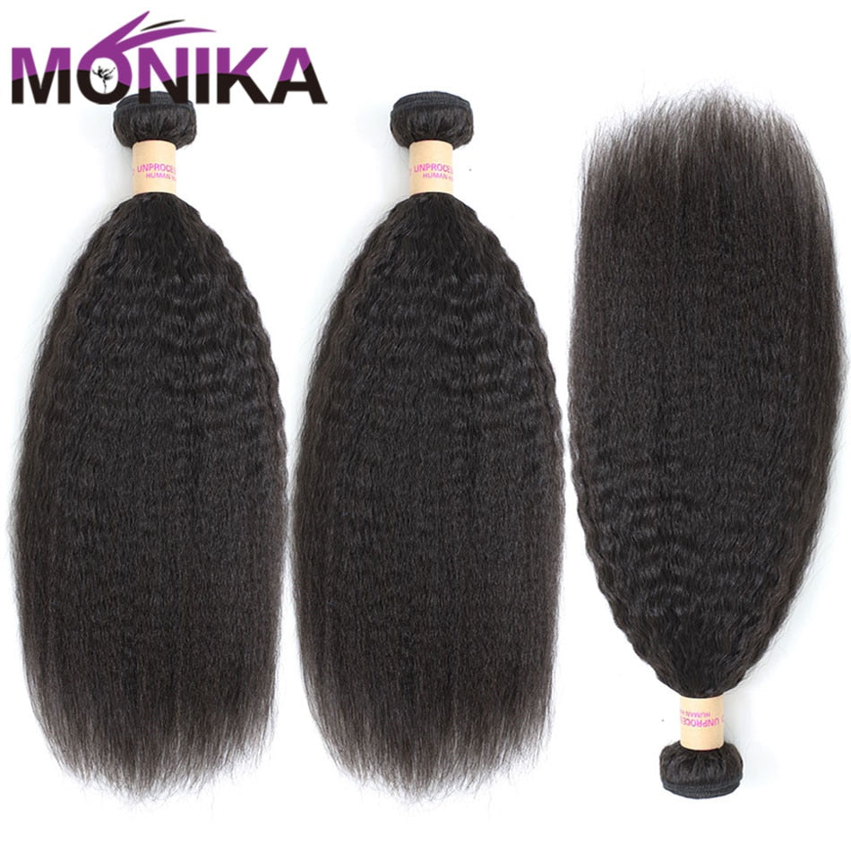 Kinky Brazilian Straight Remy Human Hair Bundles 28 inch