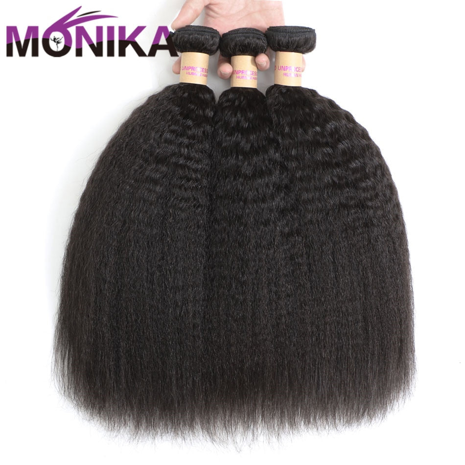 Kinky Brazilian Straight Remy Human Hair Bundles 28 inch