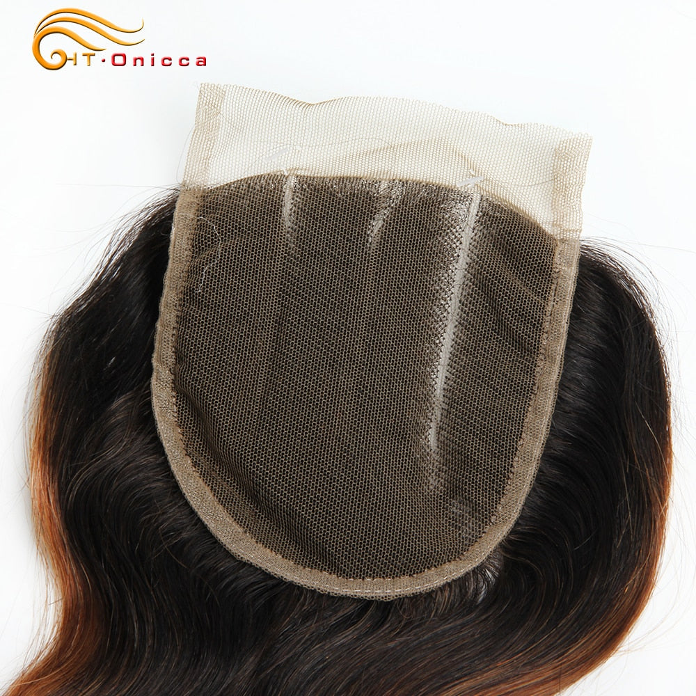 Ombre Brazilian Body Wave Human Hair Bundles With Closure