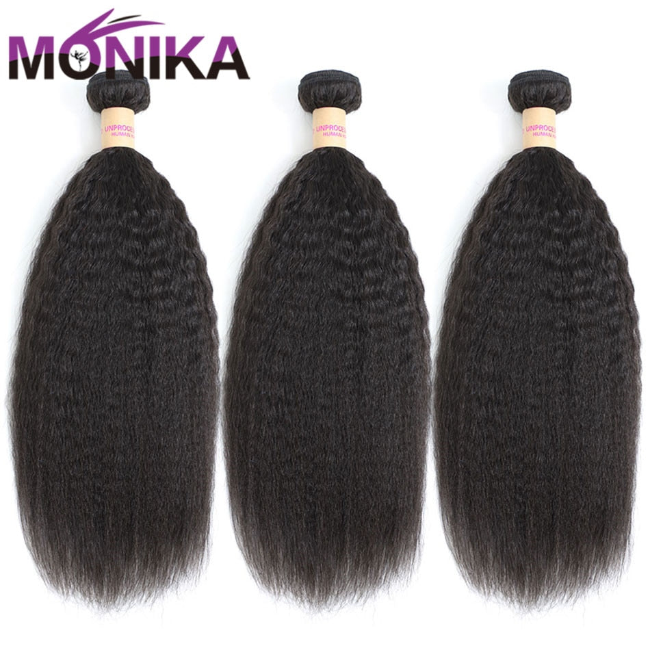 Kinky Brazilian Straight Remy Human Hair Bundles 28 inch