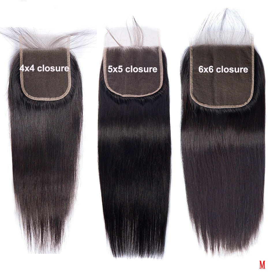 613 Peruvian Straight Remy 100% Human Hair Pre Plucked 2x6 6x6 5x5 4x4 Lace Closure 18-20 Inch