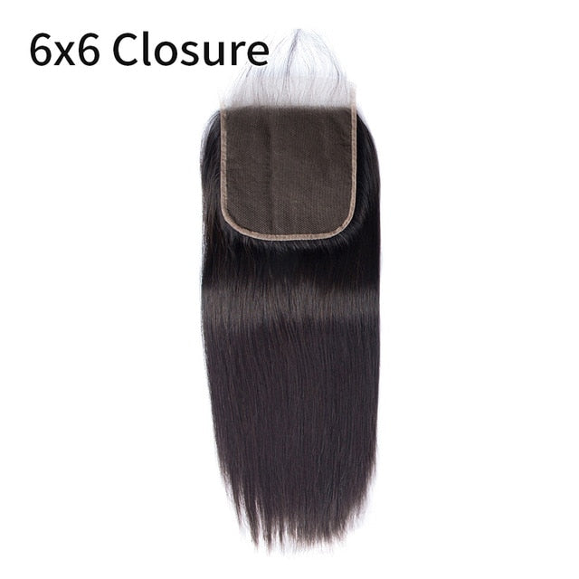 613 Peruvian Straight Remy 100% Human Hair Pre Plucked 2x6 6x6 5x5 4x4 Lace Closure 18-20 Inch