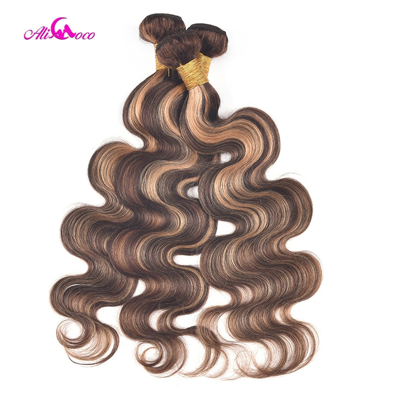 Highlight Brazilian Body Wave Ombre Remy Human Hair 5x5 Closure Bundles