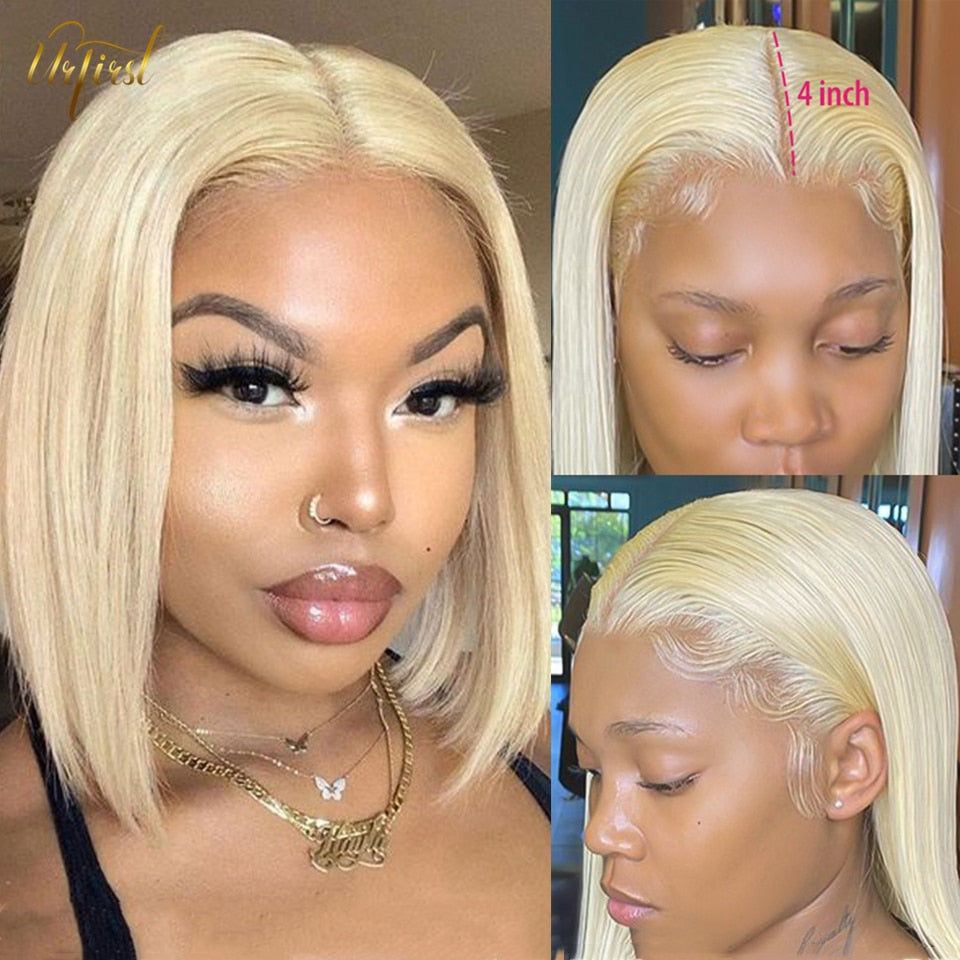 613 Blonde Brazilian Straight Human Hair Hd Glueless Transparent Full 13x4 Lace Frontal Wigs 30 Inch