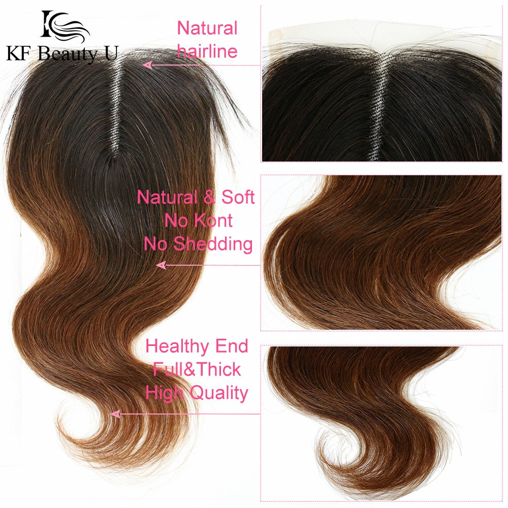 Brazilian Body Wave Human Hair T Part 13X4 4x4 Lace Frontal Closure