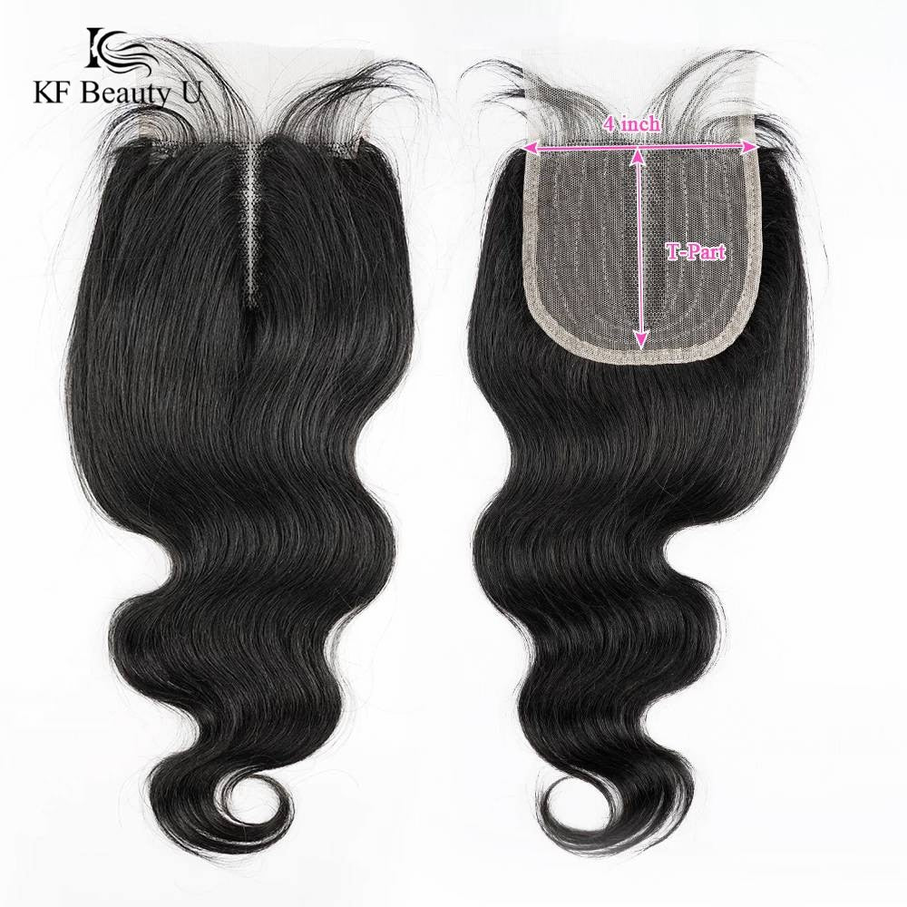 Brazilian Body Wave Human Hair T Part 13X4 4x4 Lace Frontal Closure