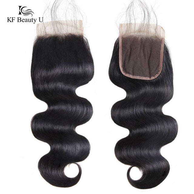 Brazilian Body Wave Human Hair T Part 13X4 4x4 Lace Frontal Closure