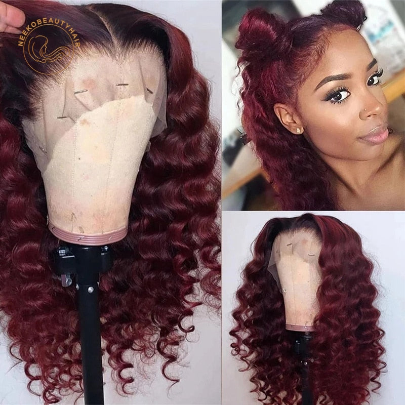 Brazilian Red Bob Human Hair 13X4 Full Lace Frontal Wig