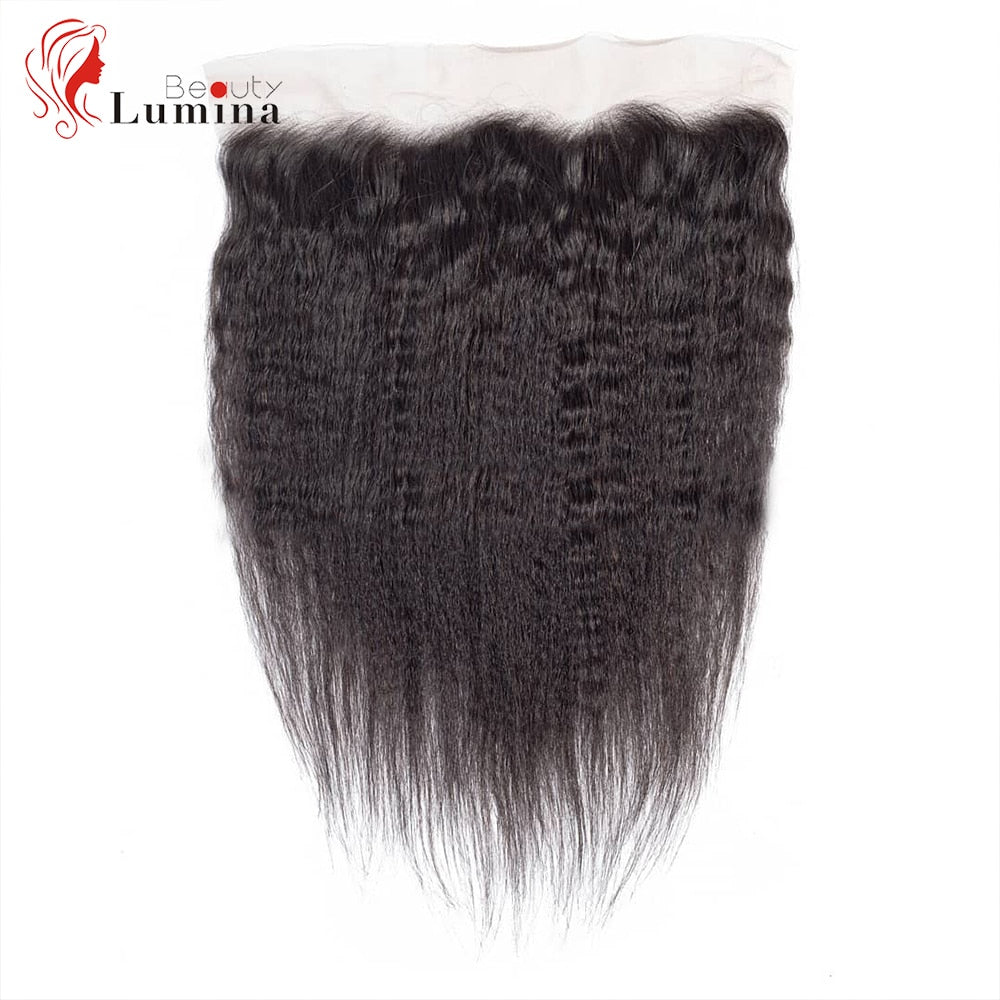 Yaki SKinky Straight 100% Human Hair Pre Plucked Transparent 4*4/13*4 Lace Frontal Closure