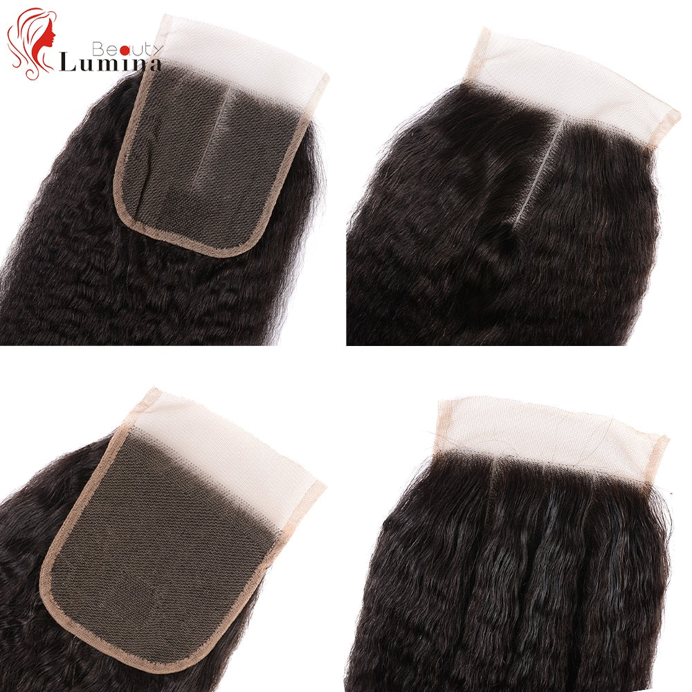 Yaki SKinky Straight 100% Human Hair Pre Plucked Transparent 4*4/13*4 Lace Frontal Closure