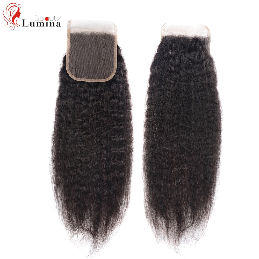 Yaki SKinky Straight 100% Human Hair Pre Plucked Transparent 4*4/13*4 Lace Frontal Closure