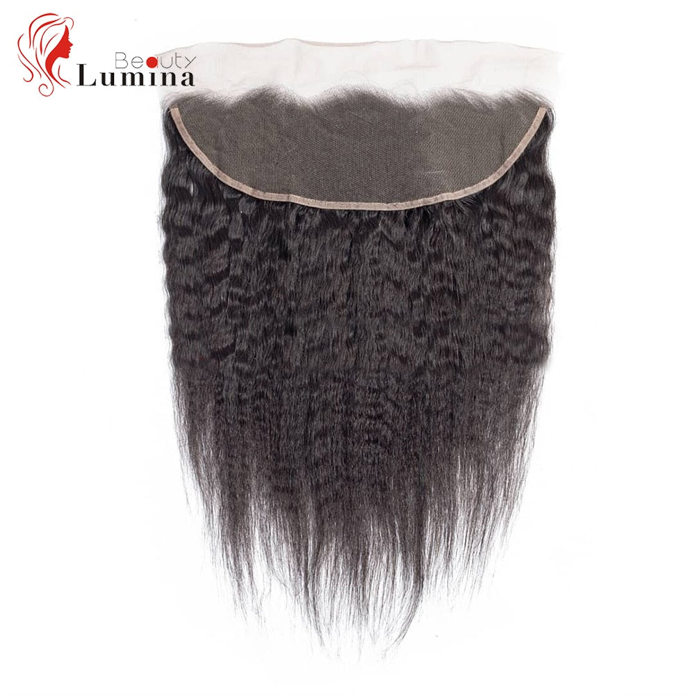 Yaki SKinky Straight 100% Human Hair Pre Plucked Transparent 4*4/13*4 Lace Frontal Closure