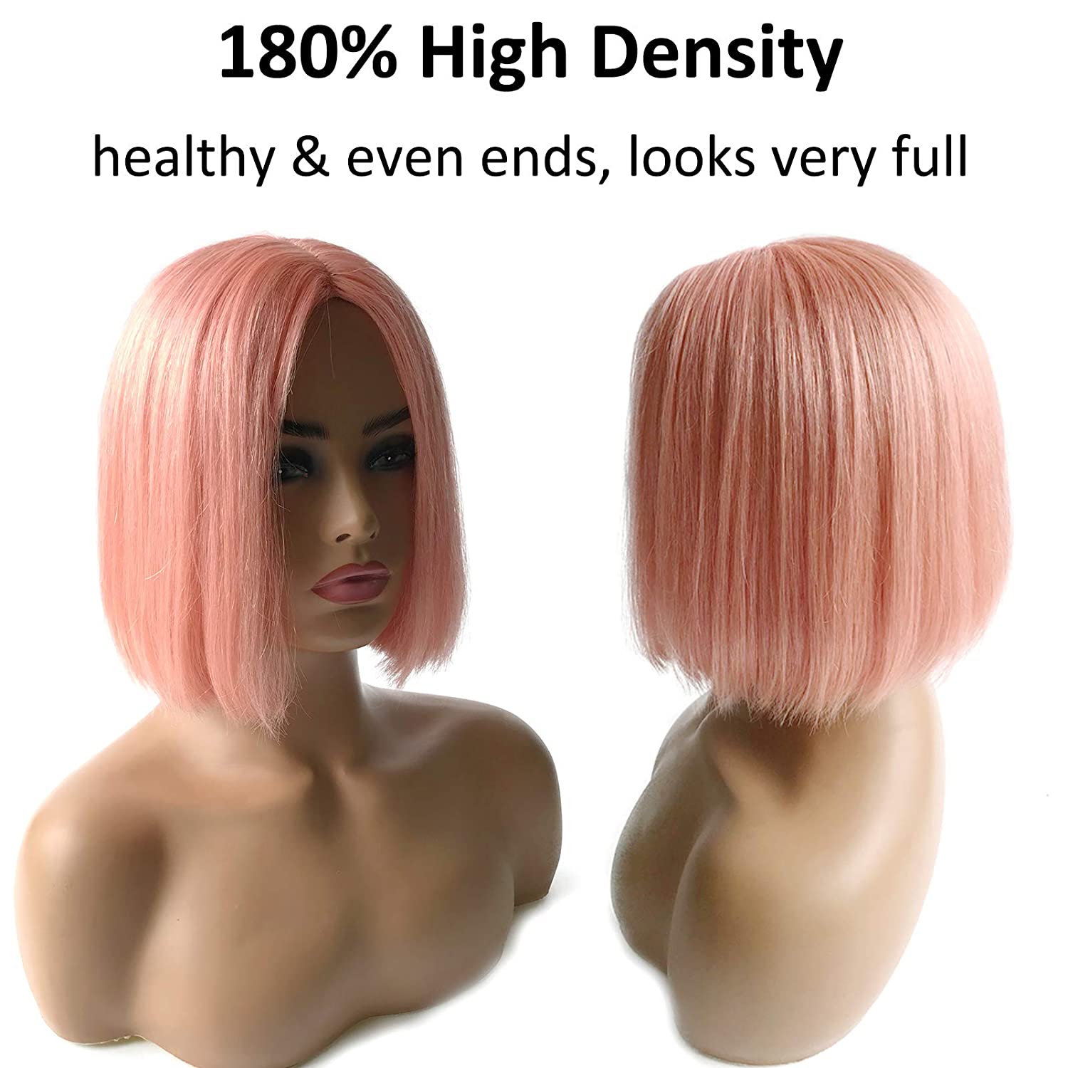 Blonde Straight Human Hair Full Glueless Bob Non Lace Front Wigs 180% Density