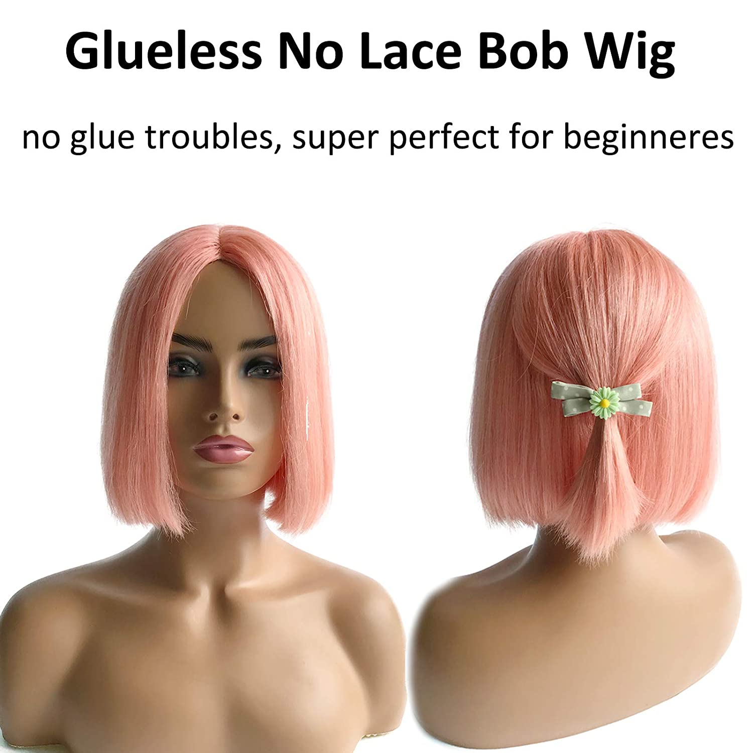 Blonde Straight Human Hair Full Glueless Bob Non Lace Front Wigs 180% Density