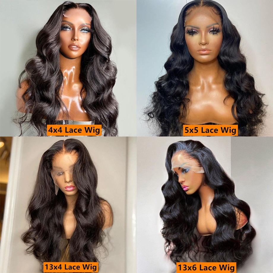 Brazilian Body Wave Human Hair 13x6/5x5 Lace Frontal Wigs 30 40 inch