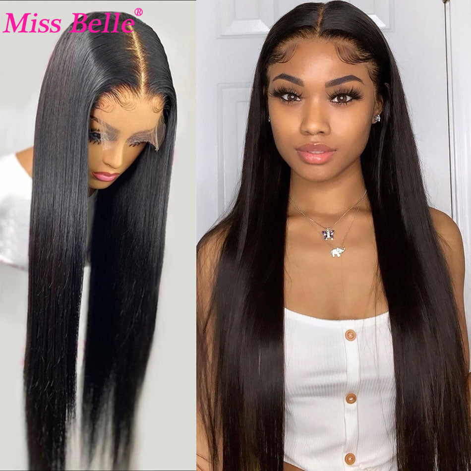 Brazilian Bone Straight Human Hair HD Transparent Lace Frontal Wig 32 30 inch