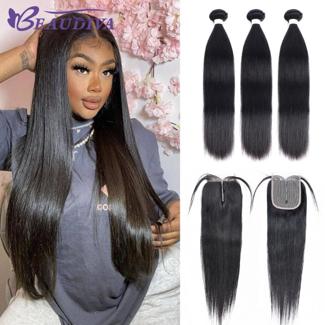 Brazilian Deep Wave Human Hair Bundles With HD 4x4 T Part Lace Closure