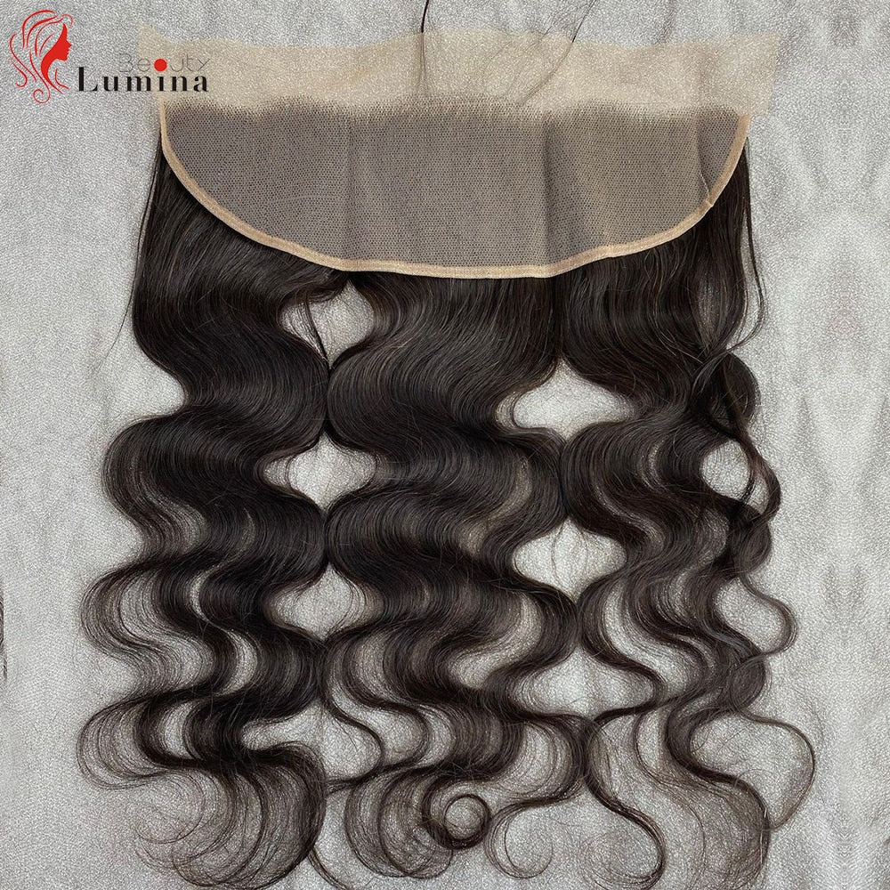 Malaysian Straight Hand Tied Human Hair 13x4 Transparent Pre Plucked Lace Frontal Closure