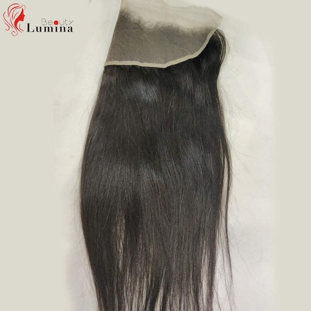 Malaysian Straight Hand Tied Human Hair 13x4 Transparent Pre Plucked Lace Frontal Closure