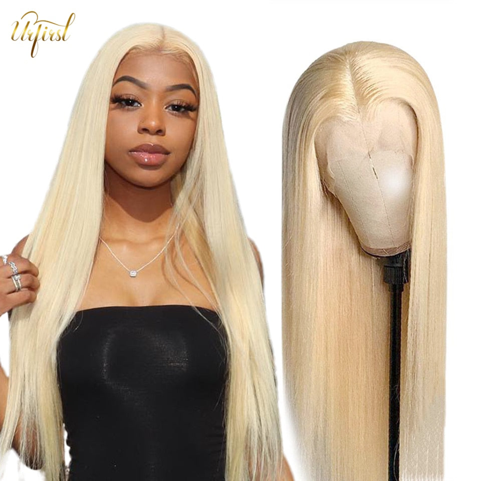 613 Blonde Brazilian Straight Human Hair Hd Glueless Transparent Full 13x4 Lace Frontal Wigs 30 Inch